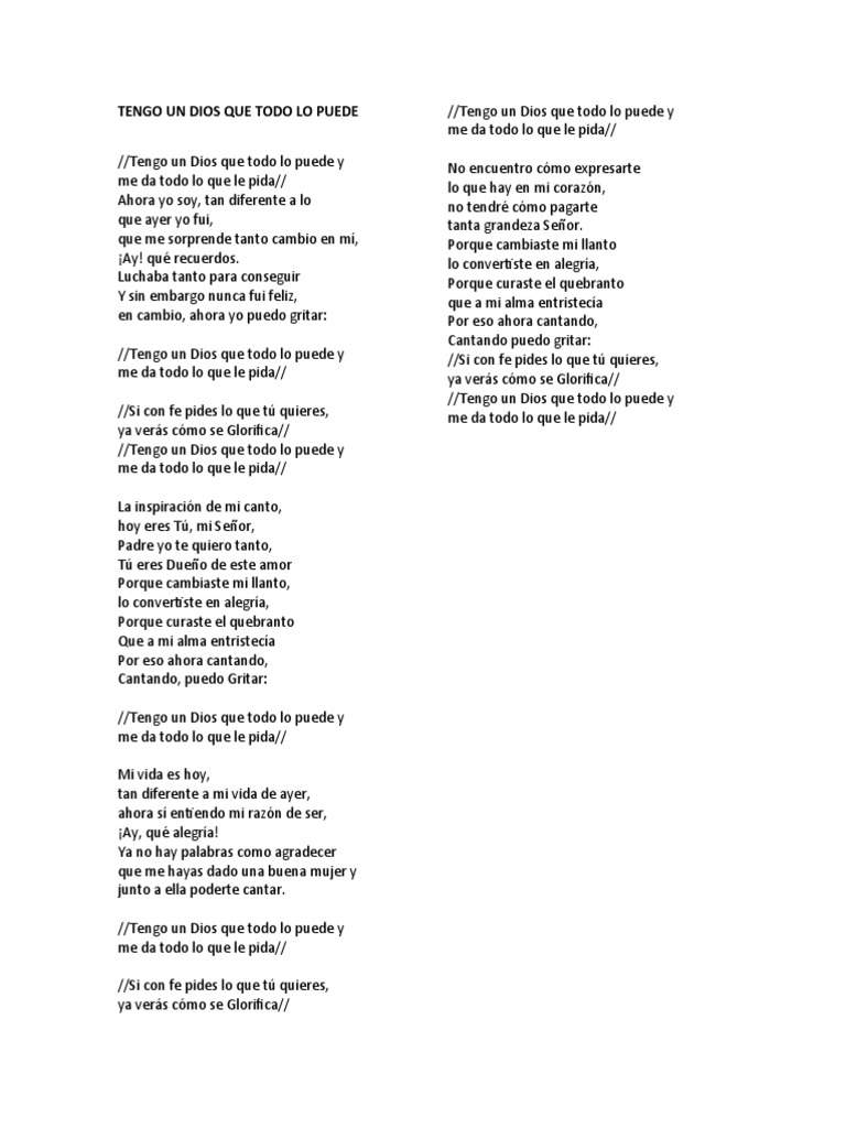 Tengo un Dios que Todo lo Puede | PDF