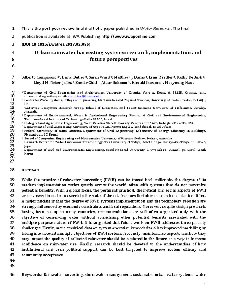 Picture of Urban Rainwater Harvesting Systems | PDF | Water Purification | Surface ...