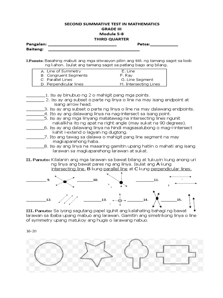 2nd Summative in Math 3rd Quarter | PDF