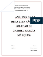 analisis de gabriel garcias marquez y cien años de soledad Fabinana Simanca y Derwyn Vasquez 5to A
