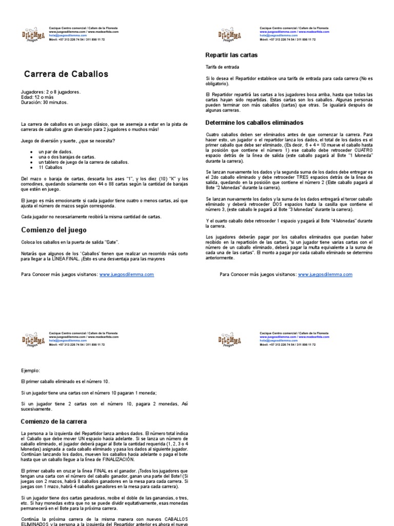 Carreras de caballos cartas
