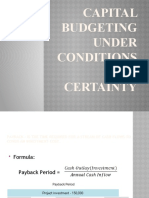 Capital Budgeting Under Conditions OF Certainty