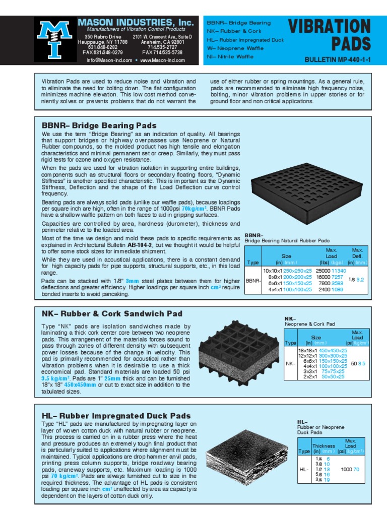 Vibration Pads Mason Industries, Inc PDF Bearing (Mechanical
