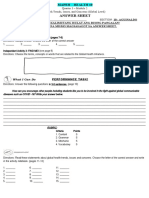 Answer Sheet: H'Wag Kalimutang Isulat Ang Buong Pangalan! Dito Na Mismo Magsasagot Sa Answer Sheet