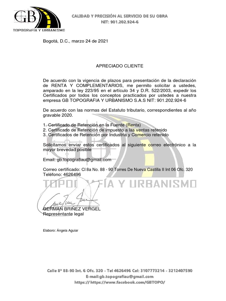 Solicitud de Certificados Tributarios | PDF