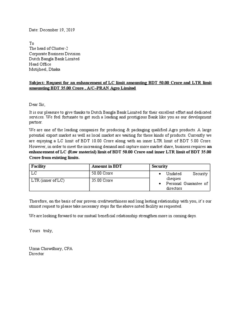 BML LC Enhancement | PDF | Business | Finance & Money Management