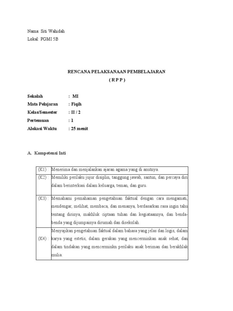 RPP Fikih Mi | PDF