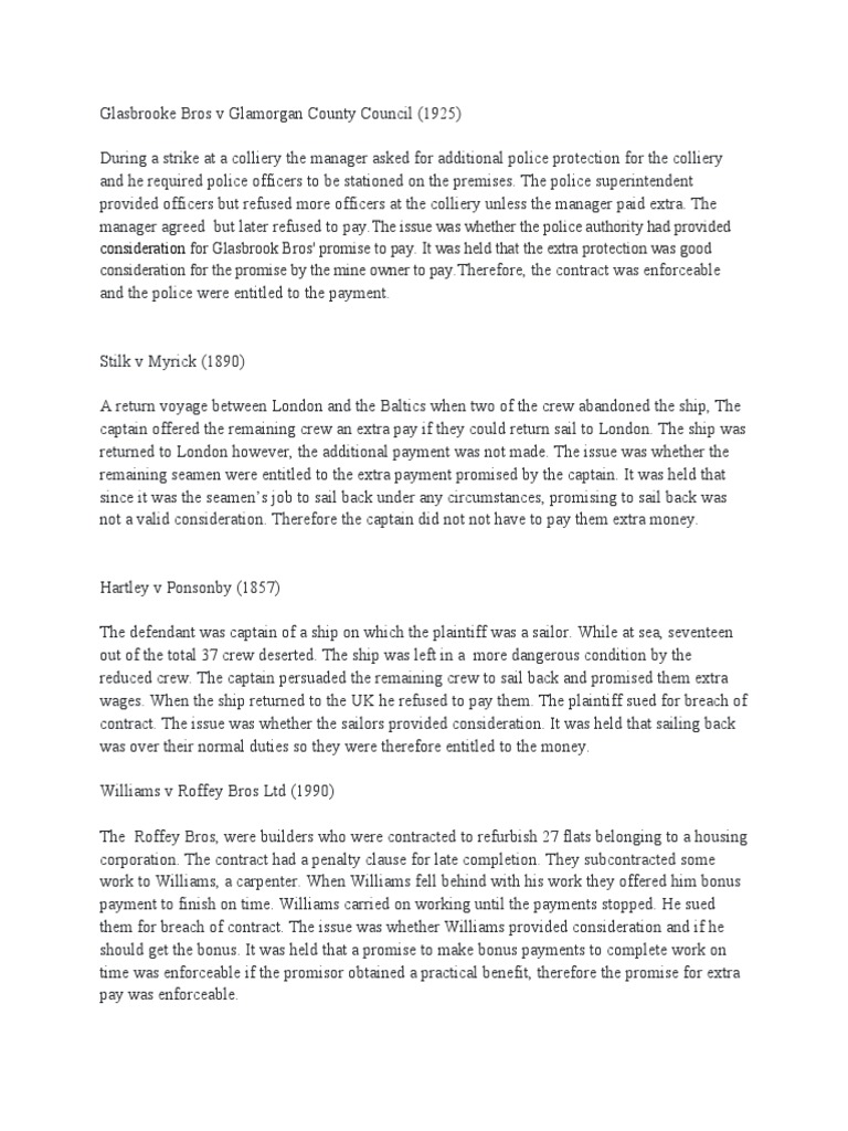 Law Cases PDF Consideration Law Of Obligations