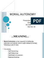 Moral Autonomy: Presented By, Geethumol G S4 CSB Roll No: 33