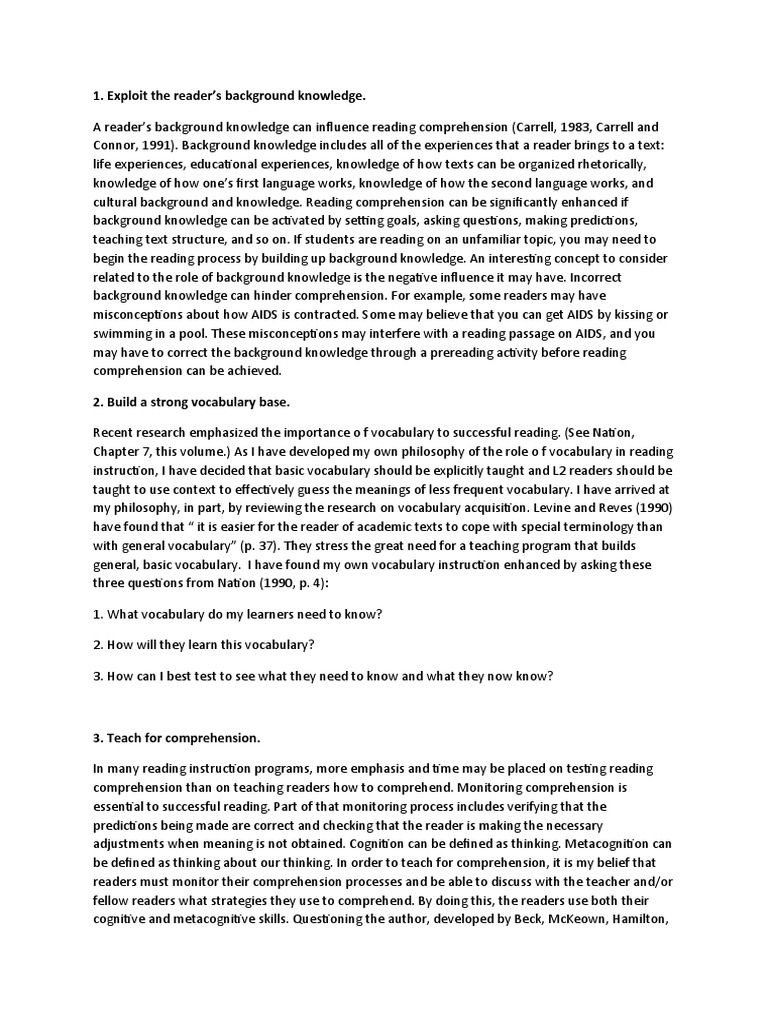 Exploit The Reader's Background Knowledge PDF Reading Comprehension