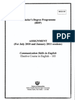 Bachelor's Degree Programme: Communication Skills in English