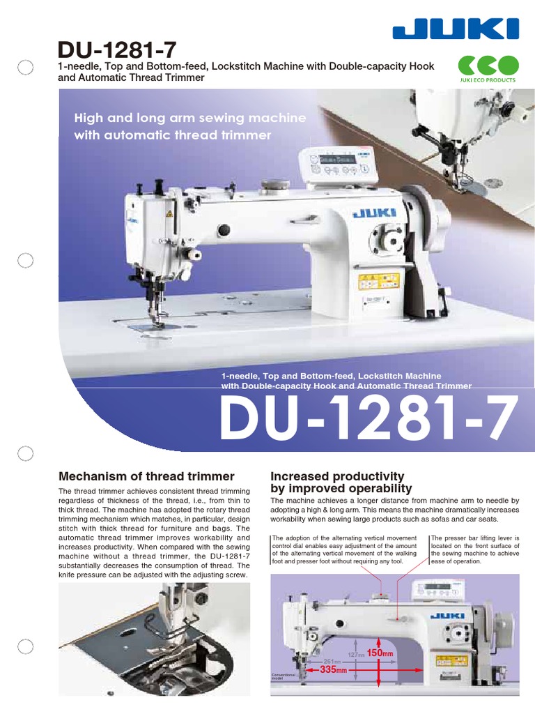 High and Long Arm Sewing Machine With Automatic Thread Trimmer PDF