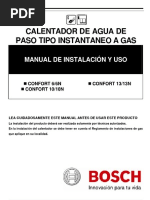 Calentador Bosh De Paso Tap Valvula Gases