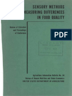 Sensory Methods in Measuring Differences in Food Quality
