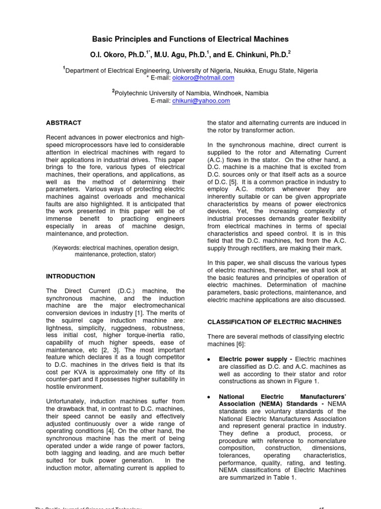 Basic Principles and Functions of Electrical Machines | Electric Motor |  Electric Generator