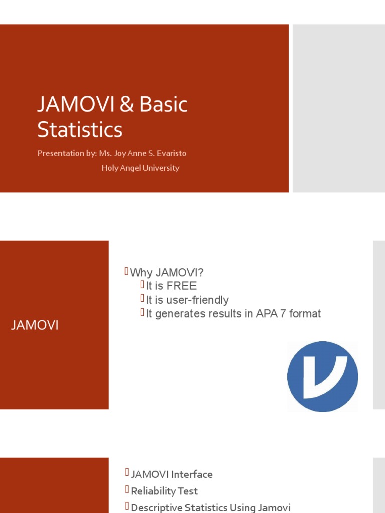 JAMOVI AND Basic Statistics PDF Student's T Test Correlation And