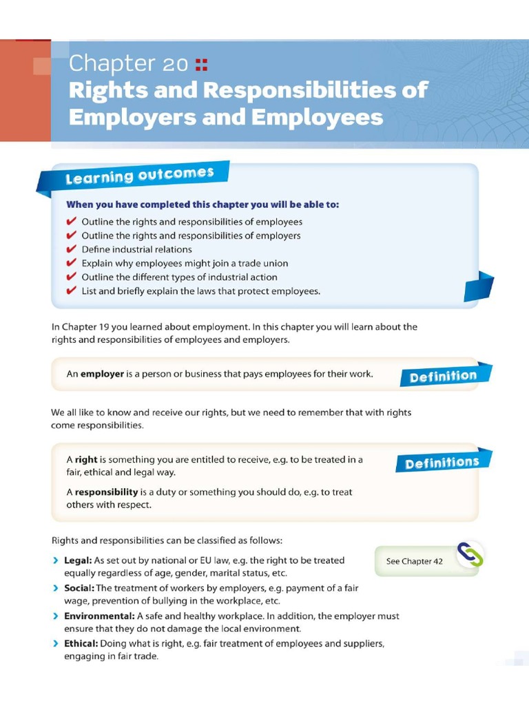 Rights and Responsibilities of Employers and Employees | PDF