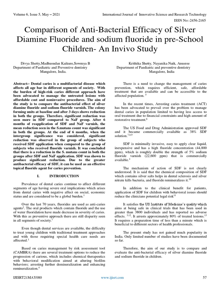 Comparison of AntiBacterial Efficacy of Silver Diamine Fluoride and Sodium Fluoride in Pre