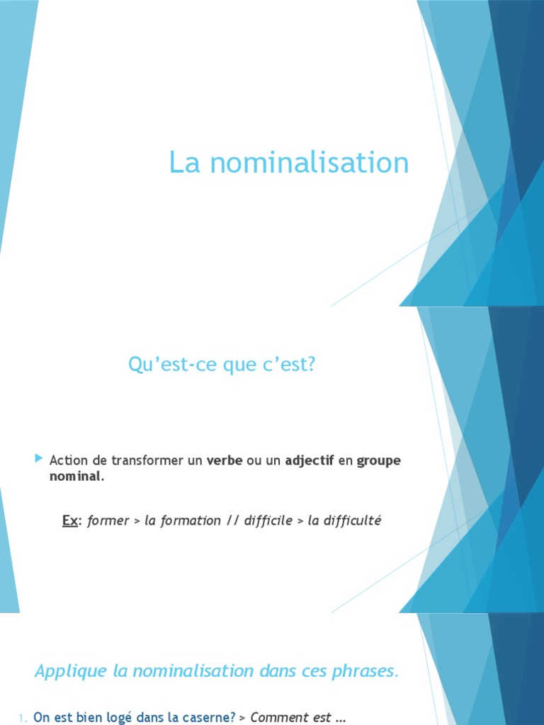 Comprendre la nominalisation en français | PDF