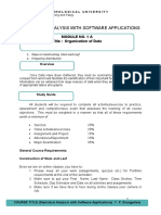 Statistical Analysis With Software Applications: Module No. 1 A Title: Organization of Data