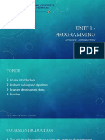 Unit 1 - Programming: Lecture 1 - Introduction