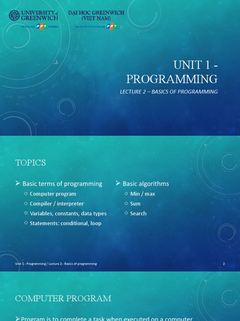 Lecture 2 - Basic of Programming | PDF | Data Type | Computer Program