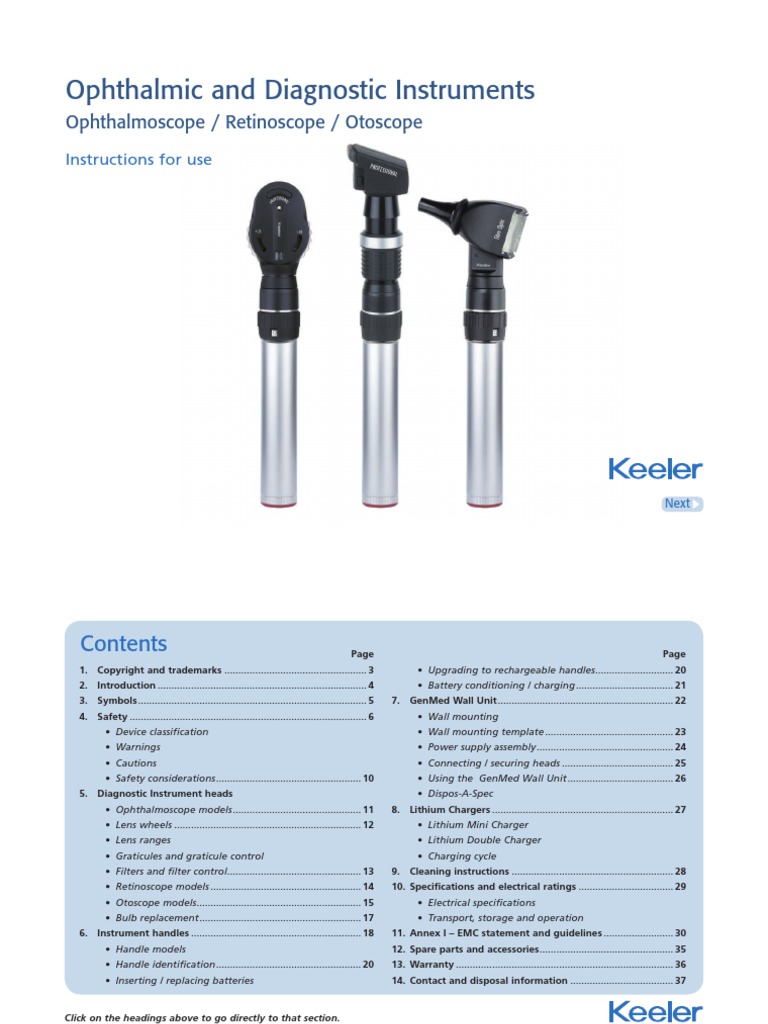 Ophthalmic and Diagnostic Instruments: Ophthalmoscope / Retinoscope ...
