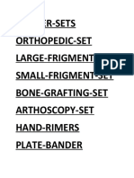 Dilater-Sets Orthopedic-Set Large-Frigment-Set Small-Frigment-Set Bone-Grafting-Set Arthoscopy-Set Hand-Rimers Plate-Bander