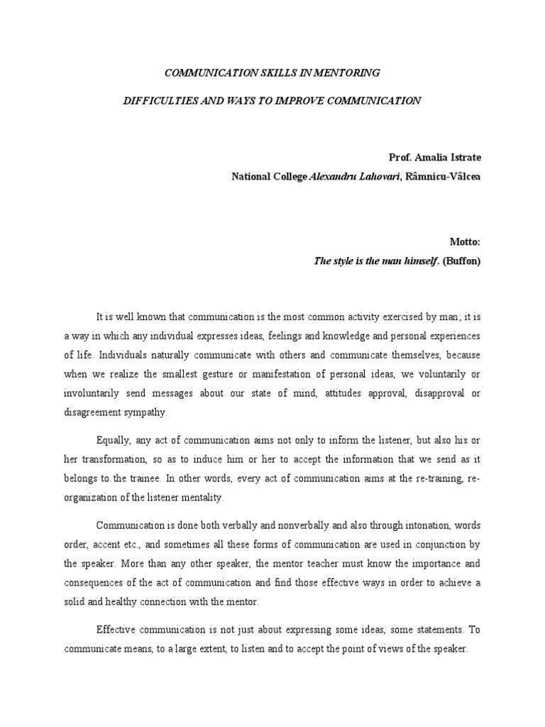 Enhancing Communication Skills in Mentoring | PDF | Mentorship ...