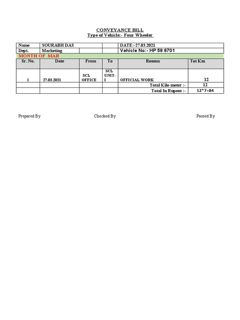 Vehicle Conveyance Format PDF