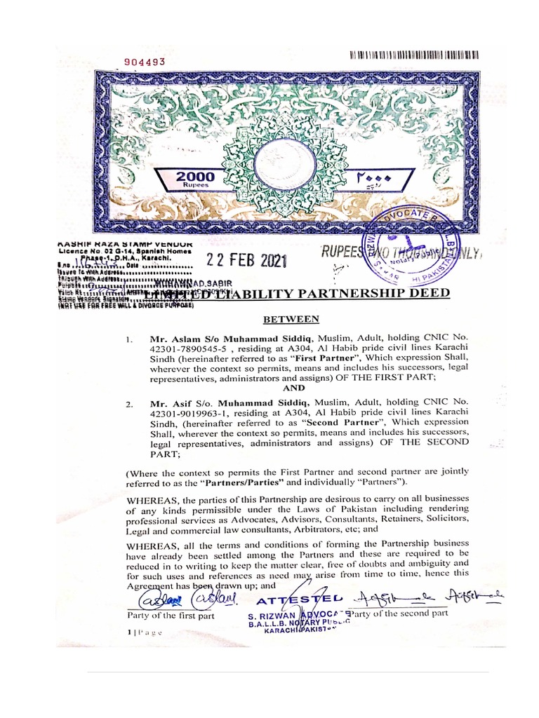 LLP Partnership Deed Template | PDF | Limited Liability Partnership | Law