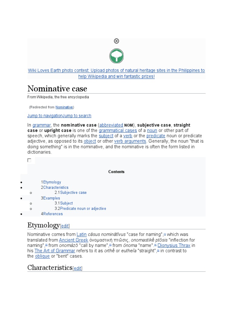 Nominative Case Etymology PDF Scientific Classification Verb