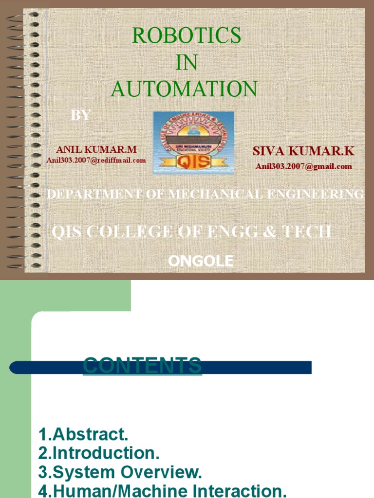 Robotics in Automation | PDF | Internet & Web | Robotics
