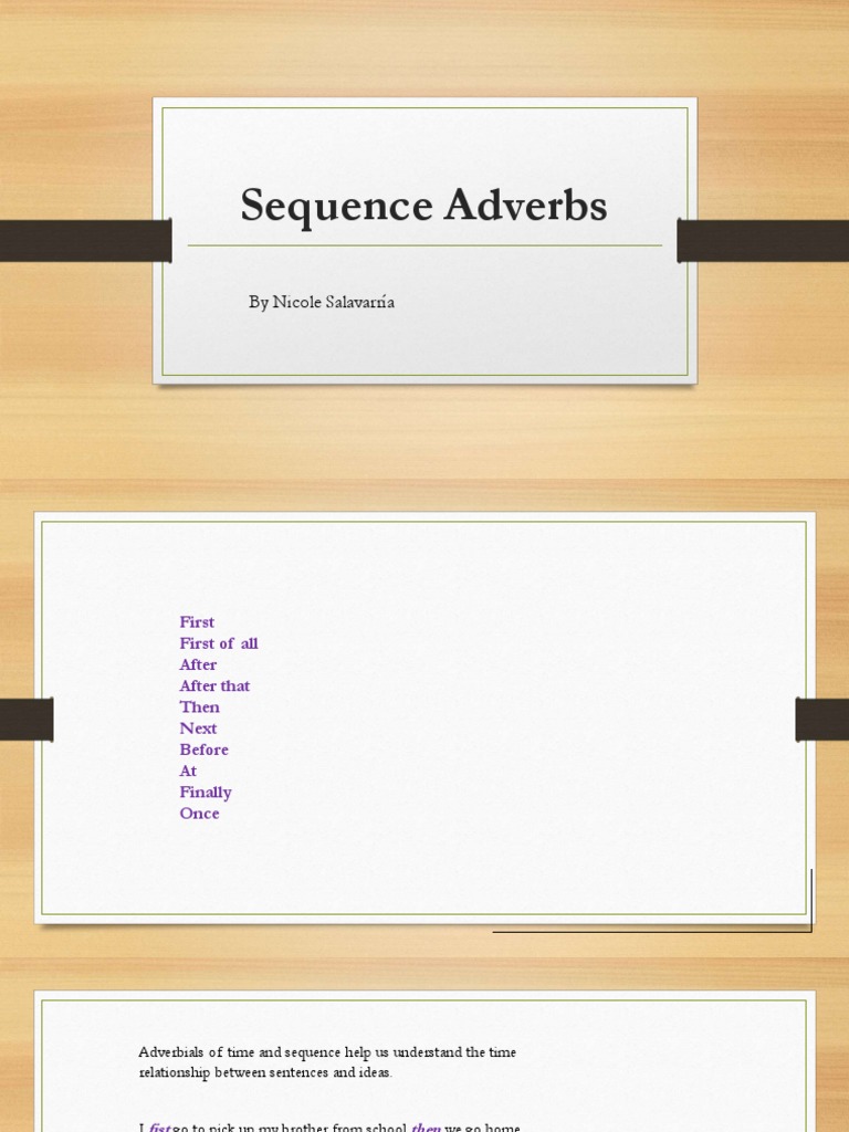 Understanding Sequence Adverbs How They Help Indicate Time