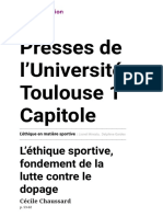 L'éthique en Matière Sportive - L'éthique Sportive, Fondement de La Lutte Contre Le Dopage - Presses de L'université Toulouse 1 Capitole