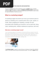 What Is A Marketing Budget?: Strategic Marketing Analysis and Budgeting