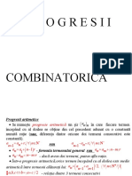 Progresii. Combinatorica