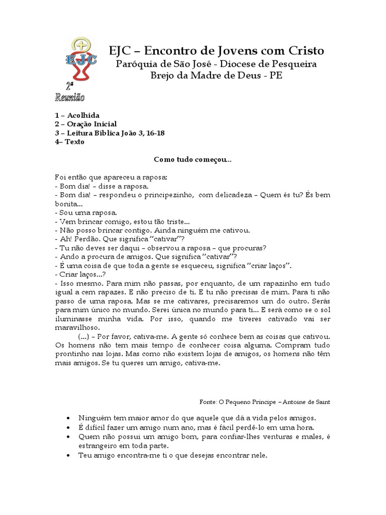 EJC - Encontro de Jovens Com Cristo: Paróquia de São José - Diocese de ...