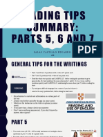 Reading Tips Summary Parts 5, 6 and