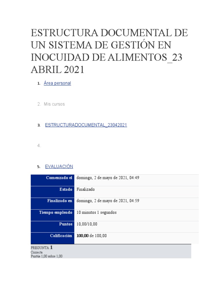 Estructura de un Sistema de Inocuidad Alimentaria | PDF | Análisis de ...