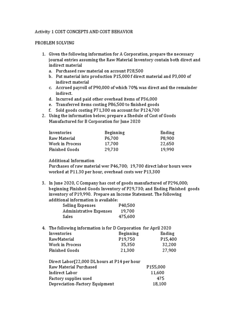 Cost Concepts and Behavior Analysis | PDF | Cost Of Goods Sold | Cost