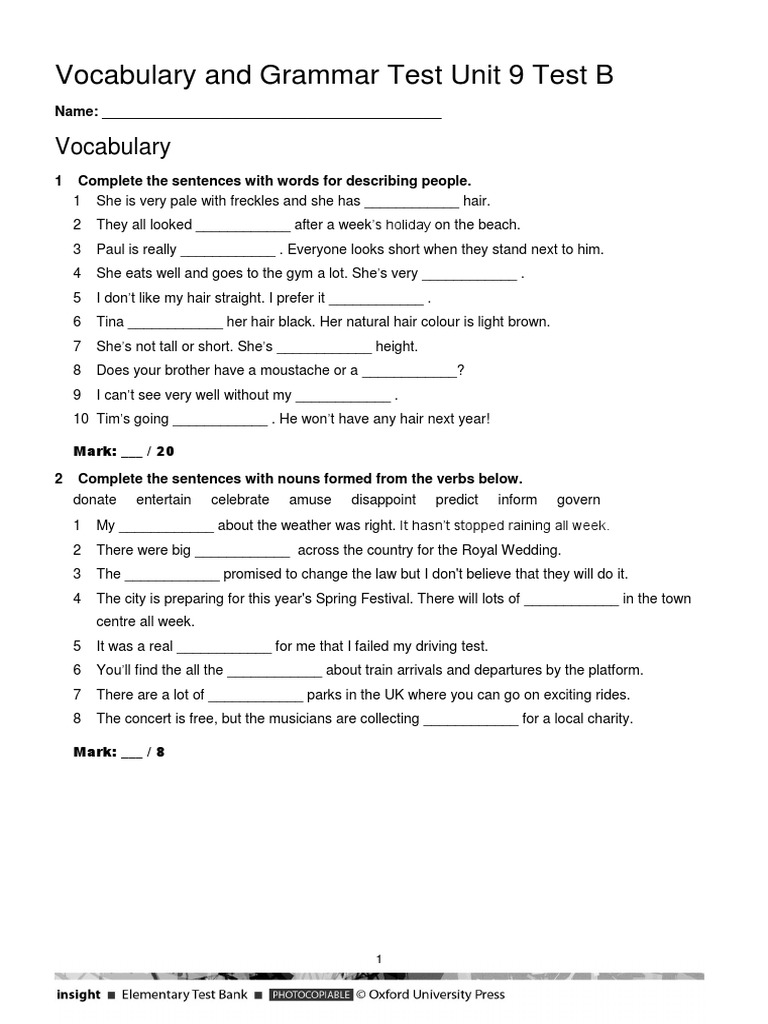 Vocabulary Workshop Level B Unit 9