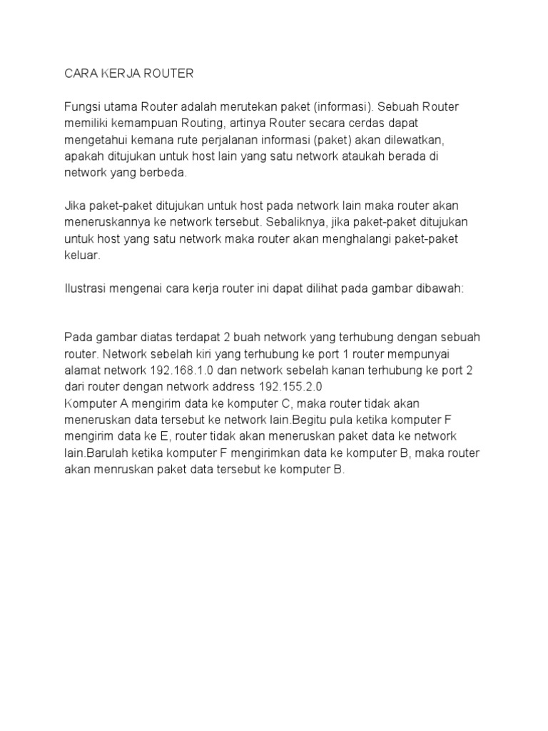 Cara Kerja Router dan Fungsinya | PDF | Komputer
