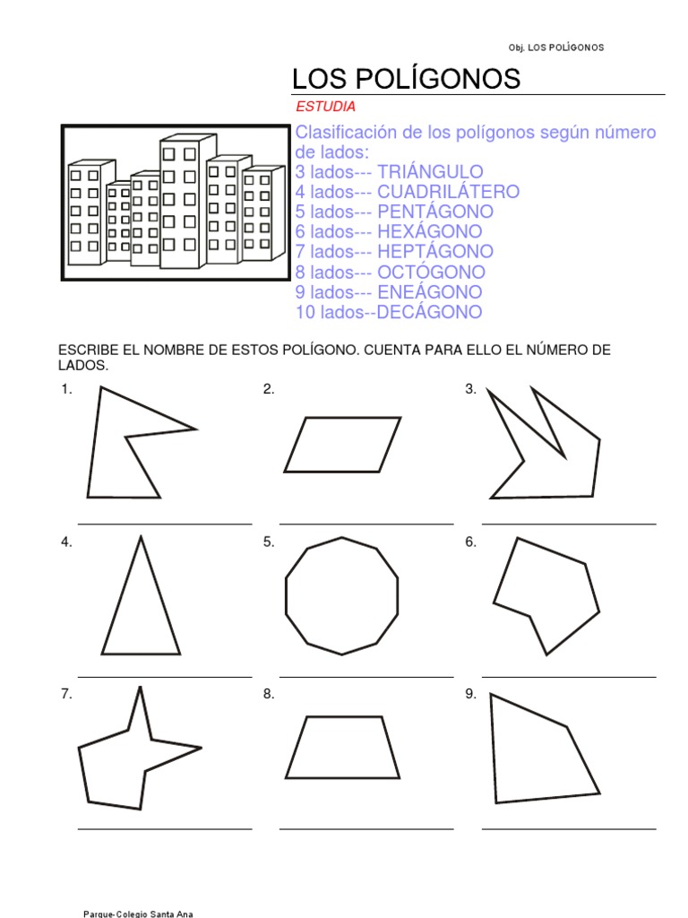 Estudia Escribe El Nombre De Estos Poligono Cuenta Para Ello El Numero De Lados 1 2 3