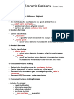 Consumer Economic Decisions-Student Notes