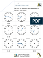 Telling The Time - Quarter To Sheet 3