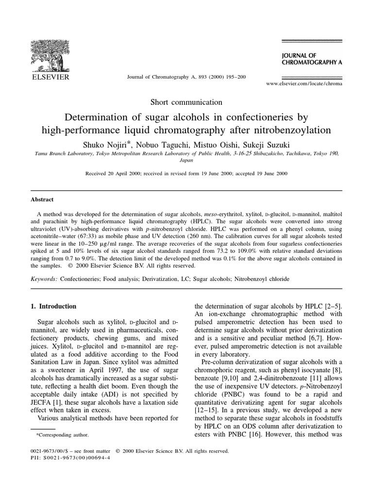 HPLC Method for Sugar Alcohols Analysis | PDF | High Performance Liquid ...
