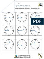 Telling The Time - Quarter To Sheet 2