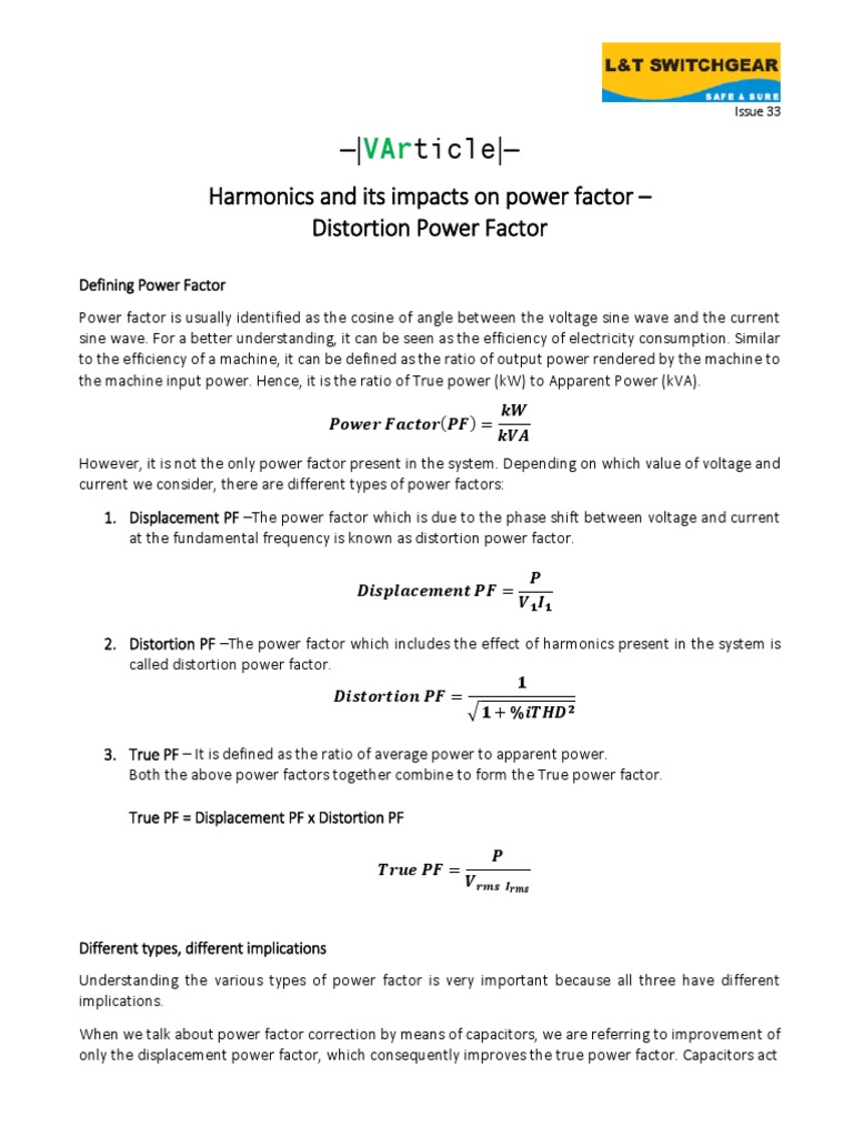 Ticle - : Harmonics and Its Impacts On Power Factor - Distortion Power ...