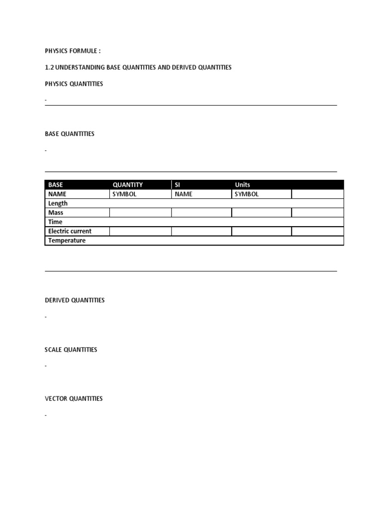 Base and Derived Quantities in Physics | PDF | Science & Mathematics